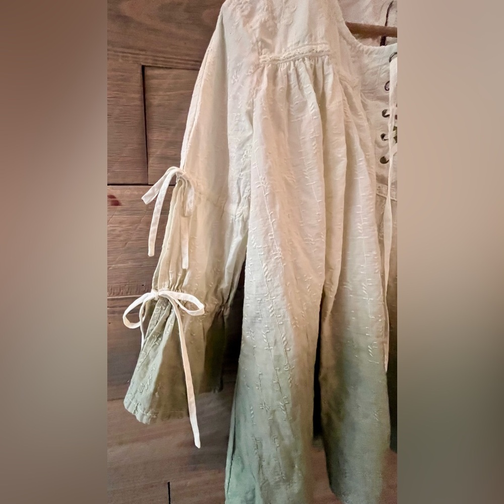 POL GRUNGE BOHO TOP SMALL NATURAL COTTON GREEN OMBRE - Picture 4 of 10